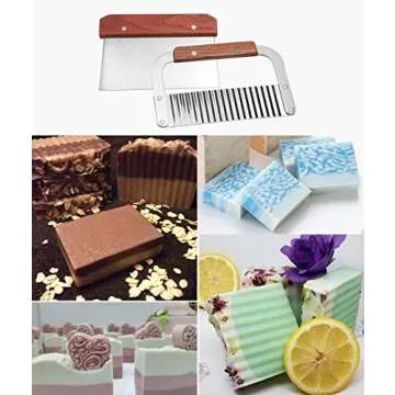 2 PCS Silicone soap molds Making Kit soap loaf bar Making molds (44oz Purple Pink Silicone) for Adults - Stainless Steel Wavy & Straight Slicer