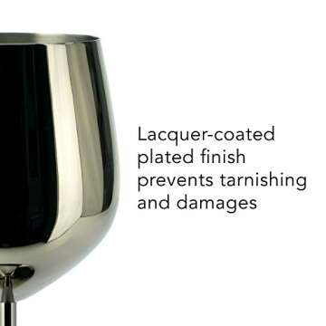 PG Set of 4 Stainless Steel Wine Glass - 18.5oz Black Wine Glasses Wine Glasses - Unbreakable Wine Glasses - Stem Metal Wine Goblets