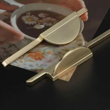 Haliwu 2 Pack/Brushed Gold Cabinet Pulls, Semicircle Cabinet Pulls, Half Moon Cabinet Handles and Pulls, Gold Pulls for Closet and Cupboard 3 inch (76mm) Hole Center