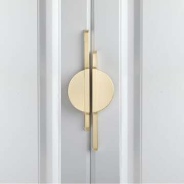 Haliwu 2 Pack/Brushed Gold Cabinet Pulls, Semicircle Cabinet Pulls, Half Moon Cabinet Handles and Pulls, Gold Pulls for Closet and Cupboard 3 inch (76mm) Hole Center