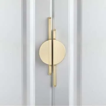 Haliwu 2 Pack/Brushed Gold Cabinet Pulls, Semicircle Cabinet Pulls, Half Moon Cabinet Handles and Pulls, Gold Pulls for Closet and Cupboard 3 inch (76mm) Hole Center