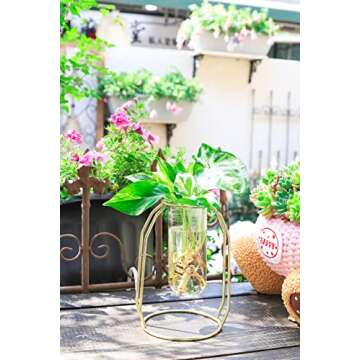 Ivolador Modern Tabletop Plant Terrariums with 2 Test Tube in Metal Frame Perfect for Propagating Hydroponic Plants Home Garden Wedding Decoration (Golden)