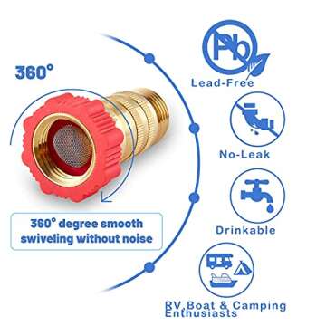 LitOrange Lead-Free Brass Inline Water Pressure Regulator 3/4" Connector - Protect RV Plumbing and Hoses from High-Pressure