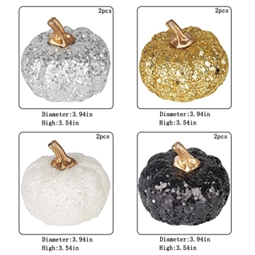 Artmag Sparkling Pumpkins 8 Pcs for Fall Decor