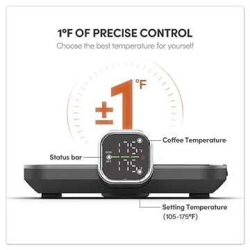 ikago Smart Mug Warmer Plate No Sound - Accurate 1℉ Temperature Control with Cup Sensing, Digital Display, Auto Shut-Off, Perfect for Desk & Cool Birthday Gifts for Women and Men