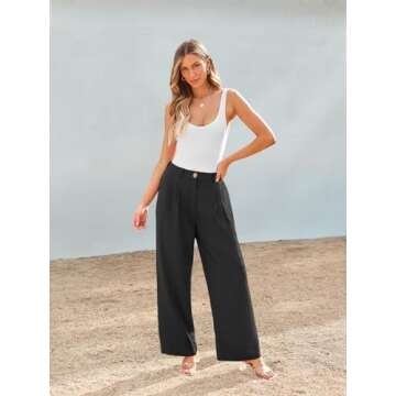 AUTOMET Wide Leg Dress Pants Womens Work Business Casual Palazzo Summer Flowy High Waisted Trousers ...