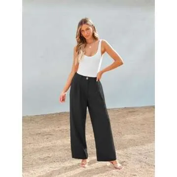 AUTOMET Wide Leg Dress Pants Womens Work Business Casual Palazzo Summer Flowy High Waisted Trousers ...