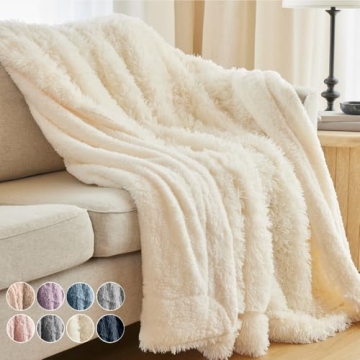 The Connecticut Home Co Throw Blanket for Couch, Soft Luxury Home Decor Shag and Sherpa, Cozy Warm T...