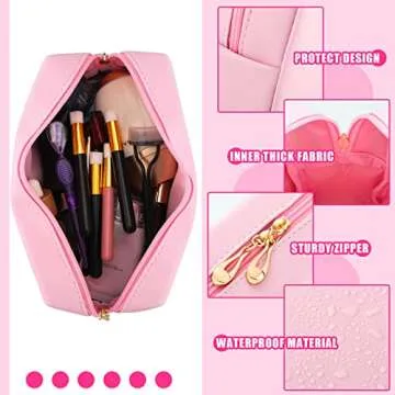 Sotiff 2 Pcs Preppy Patch Makeup Bag Waterproof Chenille Letter Cosmetic Bag Portable Toiletry Bag Zipper Pouch Travel Organizer for Women(Blue, Pink,Stylish Style)