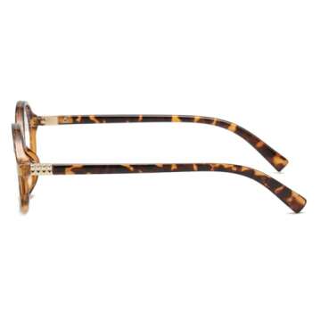 JOVAKIT Retro Oval Blue Light Blocking Glasses for Women Vintage Fashion 90s Small Oval Frame Eyeglasses (Leopard)