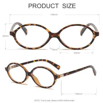 JOVAKIT Retro Oval Blue Light Blocking Glasses for Women Vintage Fashion 90s Small Oval Frame Eyeglasses (Leopard)