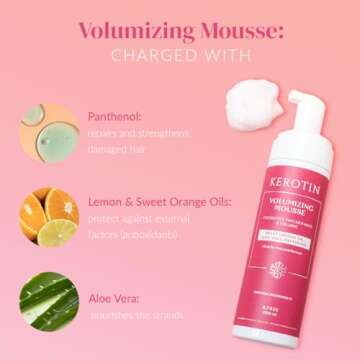 Kerotin Volumizing Mousse, Root Volumizer, Hair Thickening Styling Foam for Volume, Texture & Body, ...