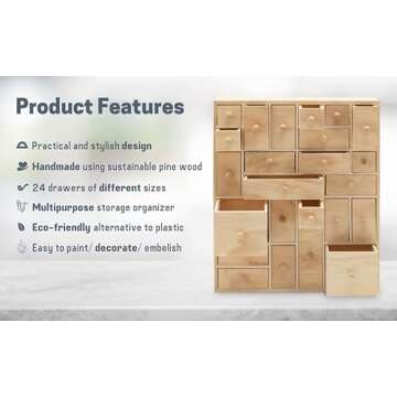 HYGGEHAUS Wooden Craft Storage Organizer - 24 Drawers