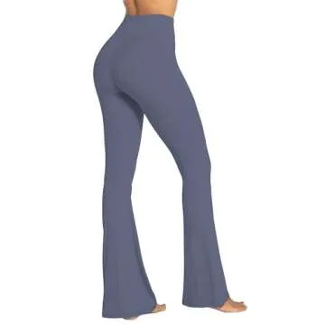 Sunzel Flare Leggings, Crossover Yoga Pants with Tummy Control, High Waisted and Wide Leg, No Front Seam Deep Sea Blue Large 30" Inseam