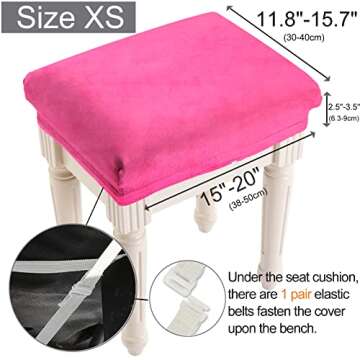SINOSSO Hot Pink Velvet Vanity Stool Cover (XS)