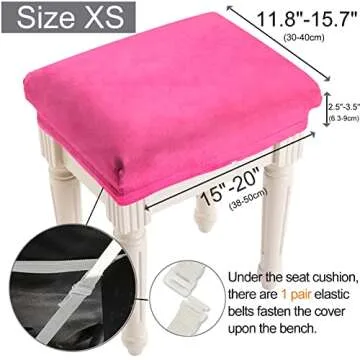 SINOSSO Hot Pink Velvet Vanity Stool Cover (XS)