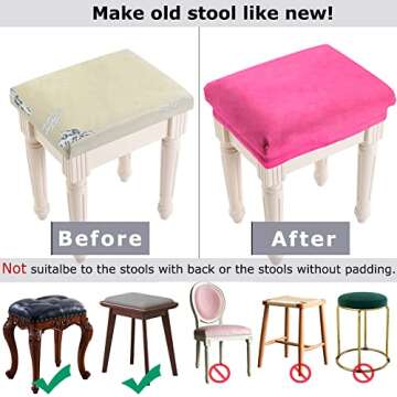 SINOSSO Hot Pink Velvet Vanity Stool Cover (XS)