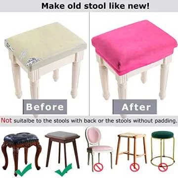 SINOSSO Hot Pink Velvet Vanity Stool Cover (XS)