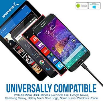 SABRENT 6-Pack Premium 3ft Micro USB Cables High Speed