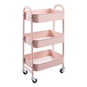 AGTEK Makeup Cart - Stylish Rolling Organizer in Rosiness