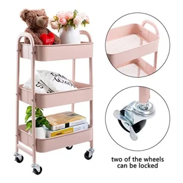 AGTEK Makeup Cart - Stylish Rolling Organizer in Rosiness