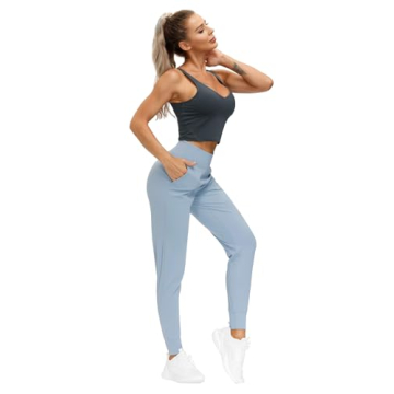 THE GYM PEOPLE Women's Joggers Pants Lightweight Athletic Leggings Tapered Lounge Pants for Workout, Yoga, Running (Medium, Denim Blue)