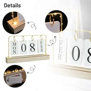 Stylish Flip Wooden Perpetual Calendar for Daily Use
