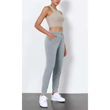 ODODOS Women's Modal Soft Jogger Pants with Pockets Adjustable Shockcord High Waist Sweatpants Casual Lounge Pants, Grey Blue, Medium