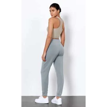 ODODOS Women's Modal Soft Jogger Pants with Pockets Adjustable Shockcord High Waist Sweatpants Casual Lounge Pants, Grey Blue, Medium
