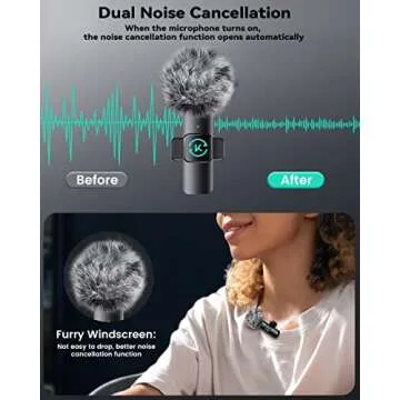 Kingwell Wireless Lavalier Microphone for iPhone, 2 Mini Lapel Microphones with Clearer Audio for Video Recording, Interview, Vlog (Black)