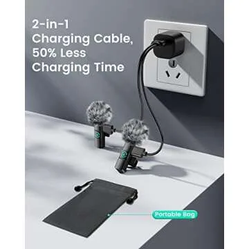 Kingwell Wireless Lavalier Microphone for iPhone, 2 Mini Lapel Microphones with Clearer Audio for Video Recording, Interview, Vlog (Black)