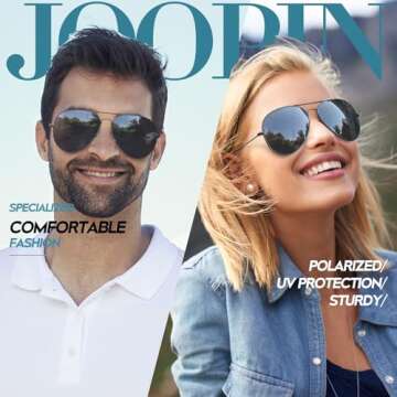 Joopin Large Aviation Black Sunglasses for Men, Retro Military Sun Glasses Polarized UV Protection, ...