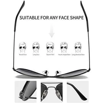 Joopin Large Aviation Black Sunglasses for Men, Retro Military Sun Glasses Polarized UV Protection, Fashion Shades for Women Driving