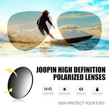 Joopin Large Aviation Black Sunglasses for Men, Retro Military Sun Glasses Polarized UV Protection, Fashion Shades for Women Driving