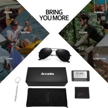 Joopin Large Aviation Black Sunglasses for Men, Retro Military Sun Glasses Polarized UV Protection, Fashion Shades for Women Driving