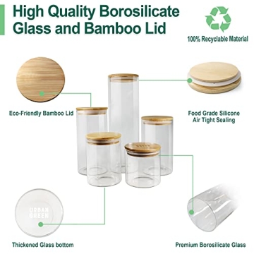 Urban Green Glass Storage Container Set with Bamboo Lids