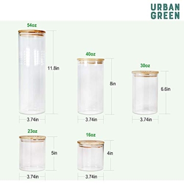 Urban Green Glass Storage Container Set with Bamboo Lids