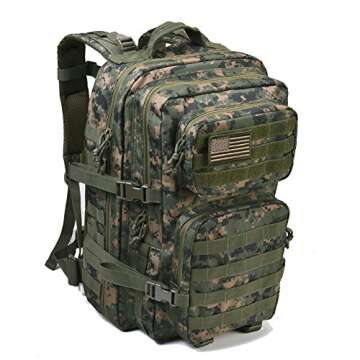 REEBOW GEAR Military Tactical Backpack Large Army 3 Day Assault Pack Molle Bag Backpacks (Woodland C...