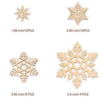 36 Pieces Wooden Snowflakes Shaped Snowflakes Christmas Hanging Ornaments for Christmas Decoration