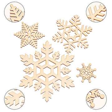 36 Pieces Wooden Snowflakes Shaped Snowflakes Christmas Hanging Ornaments for Christmas Decoration
