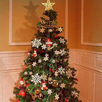 36 Pieces Wooden Snowflakes Shaped Snowflakes Christmas Hanging Ornaments for Christmas Decoration