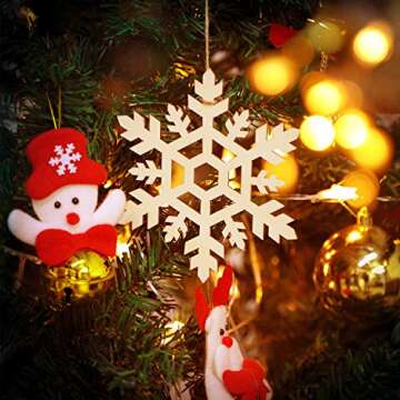 36 Pieces Wooden Snowflakes Shaped Snowflakes Christmas Hanging Ornaments for Christmas Decoration