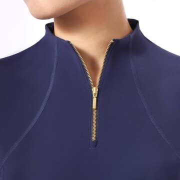 Harrison Howard Equestrian Tops for Women Short Sleeve Quick-Dry Sports Shirt Dark Blue L