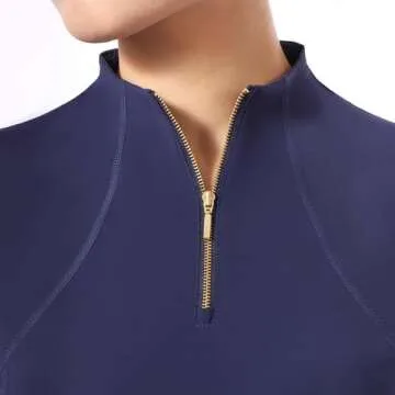 Harrison Howard Equestrian Tops for Women Short Sleeve Quick-Dry Sports Shirt Dark Blue L