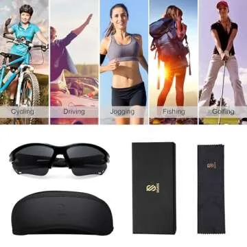 SOJOS Sports Sunglasses for Women Men Youth Hiking Fishing Cycling Running Golf Motorcycle Glasses UV400 Black/Grey