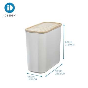 iDesign Recycled Plastic Canister with Lid, The Rosanna Pansino Collection – 16 Cups, 4.65” L x 9.25” W x 8.5” H, Coconut Bin with Natural Wood Lid