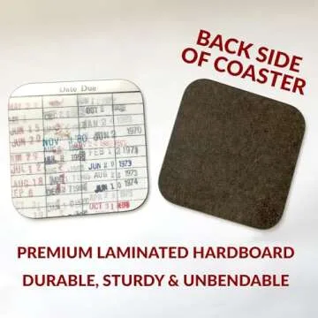 Vintage Library Due Date Card Coaster Set - Retro Drink Accessories - Set of 2