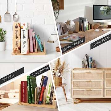 Bamboo Cook Book Organizer - Stylish Kitchen Storage Solution
