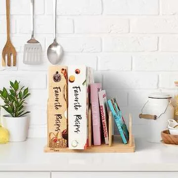 Bamboo Cook Book Organizer - Stylish Kitchen Storage Solution