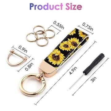 Gerkia Leather Car Keychain for Men and Women Key Chains for Car Keys with 5 Key Rings and Anti-loss...